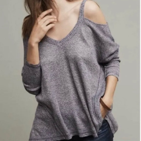 Anthropologie Deletta Hi-Low Cold Shoulder Sweater - Picture 2 of 7